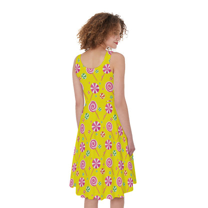 Cute Lollipop Pattern Print Women's Sleeveless Dress