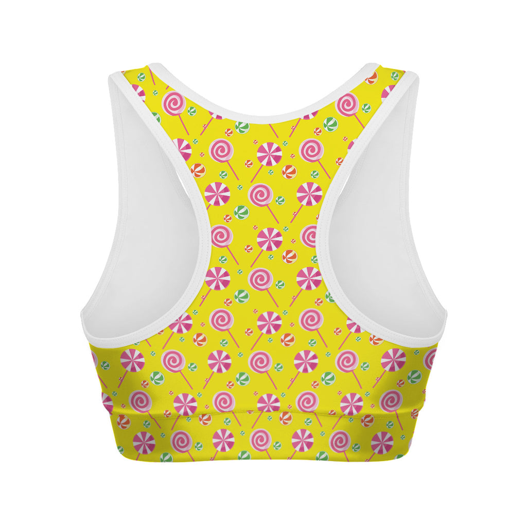 Cute Lollipop Pattern Print Women's Sports Bra
