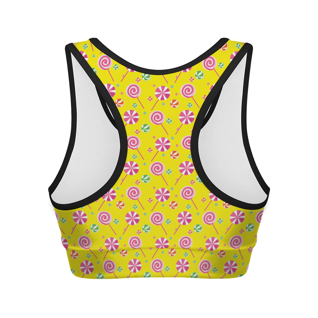 Cute Lollipop Pattern Print Women's Sports Bra