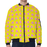 Cute Lollipop Pattern Print Zip Sleeve Bomber Jacket
