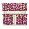 Cute Macaron Pattern Print 3 Piece Kitchen Curtains