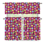 Cute Macaron Pattern Print 3 Piece Kitchen Curtains