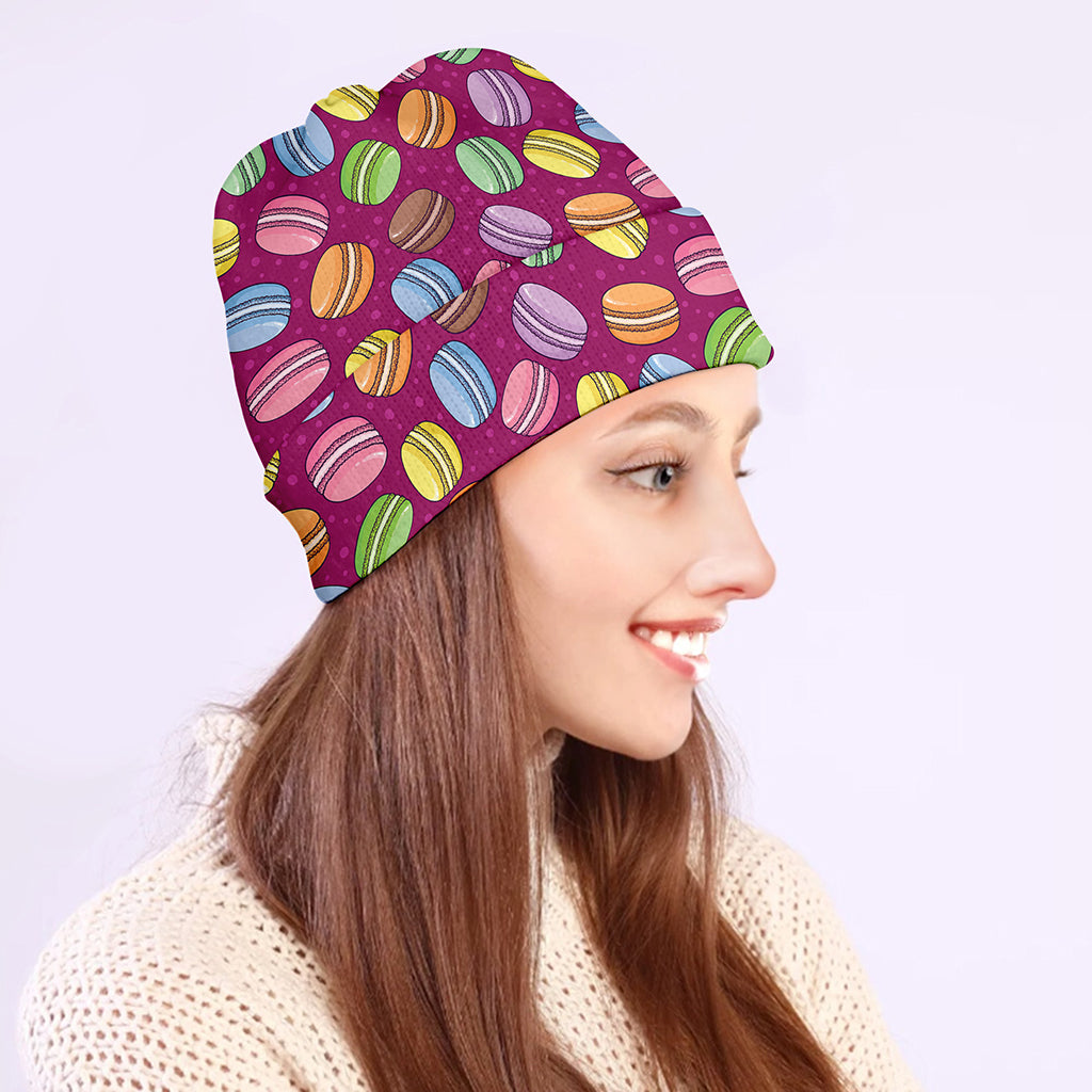Cute Macaron Pattern Print Beanie