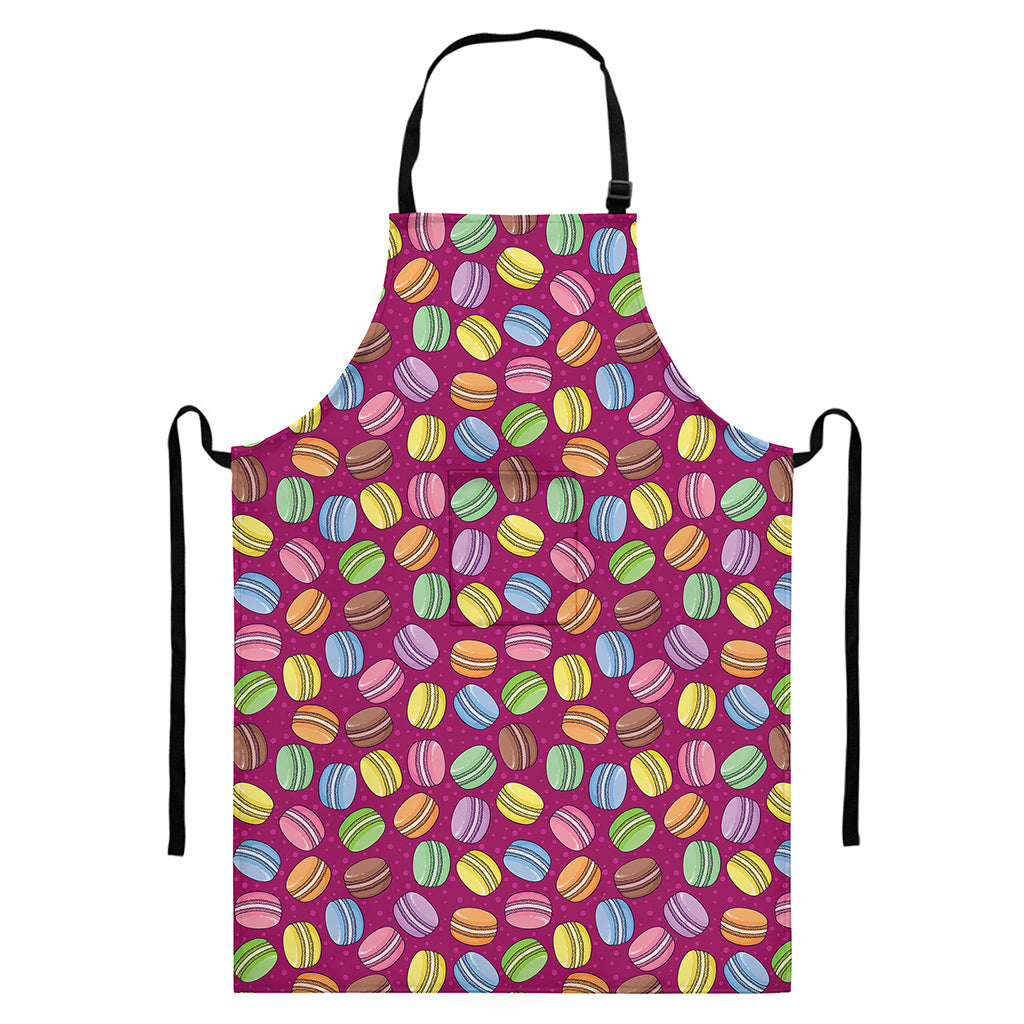 Cute Macaron Pattern Print Bib Apron With Pocket