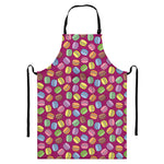Cute Macaron Pattern Print Bib Apron With Pocket