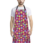 Cute Macaron Pattern Print Bib Apron With Pocket