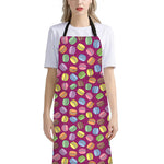 Cute Macaron Pattern Print Bib Apron With Pocket