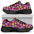 Cute Macaron Pattern Print Black Chunky Shoes
