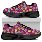 Cute Macaron Pattern Print Black Chunky Shoes