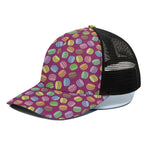 Cute Macaron Pattern Print Black Mesh Trucker Cap