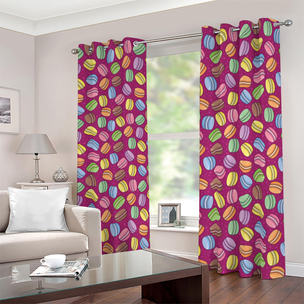 Cute Macaron Pattern Print Blackout Grommet Curtains