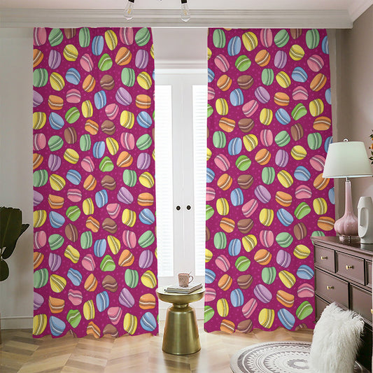 Cute Macaron Pattern Print Blackout Pencil Pleat Curtains