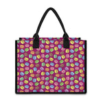 Cute Macaron Pattern Print Canvas Tote Bag