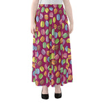 Cute Macaron Pattern Print Chiffon Maxi Skirt