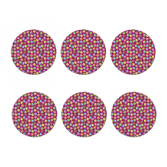 Cute Macaron Pattern Print Coaster Set