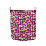 Cute Macaron Pattern Print Collapsible Laundry Basket