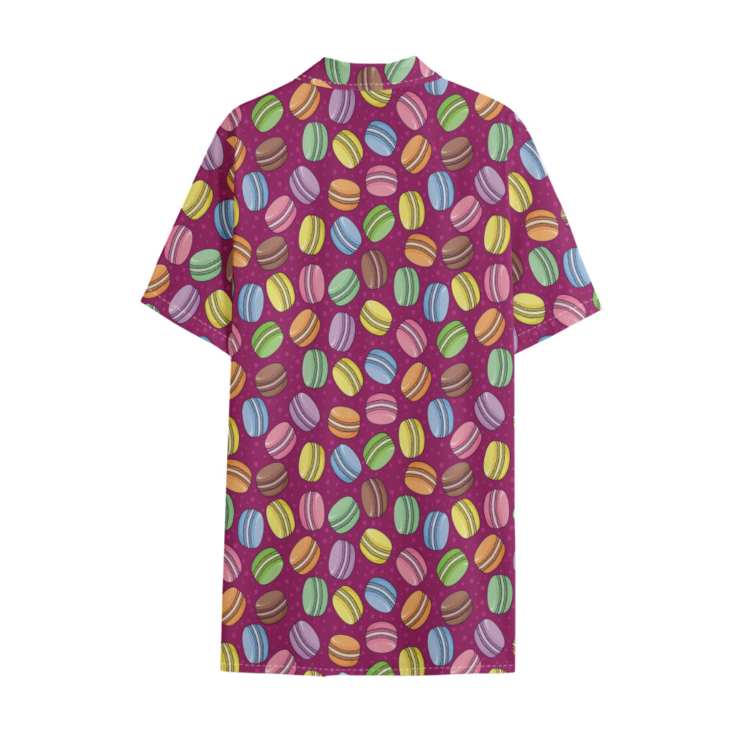 Cute Macaron Pattern Print Cotton Hawaiian Shirt