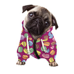 Cute Macaron Pattern Print Dog Zip Up Hoodie