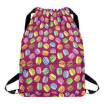 Cute Macaron Pattern Print Drawstring Backpack