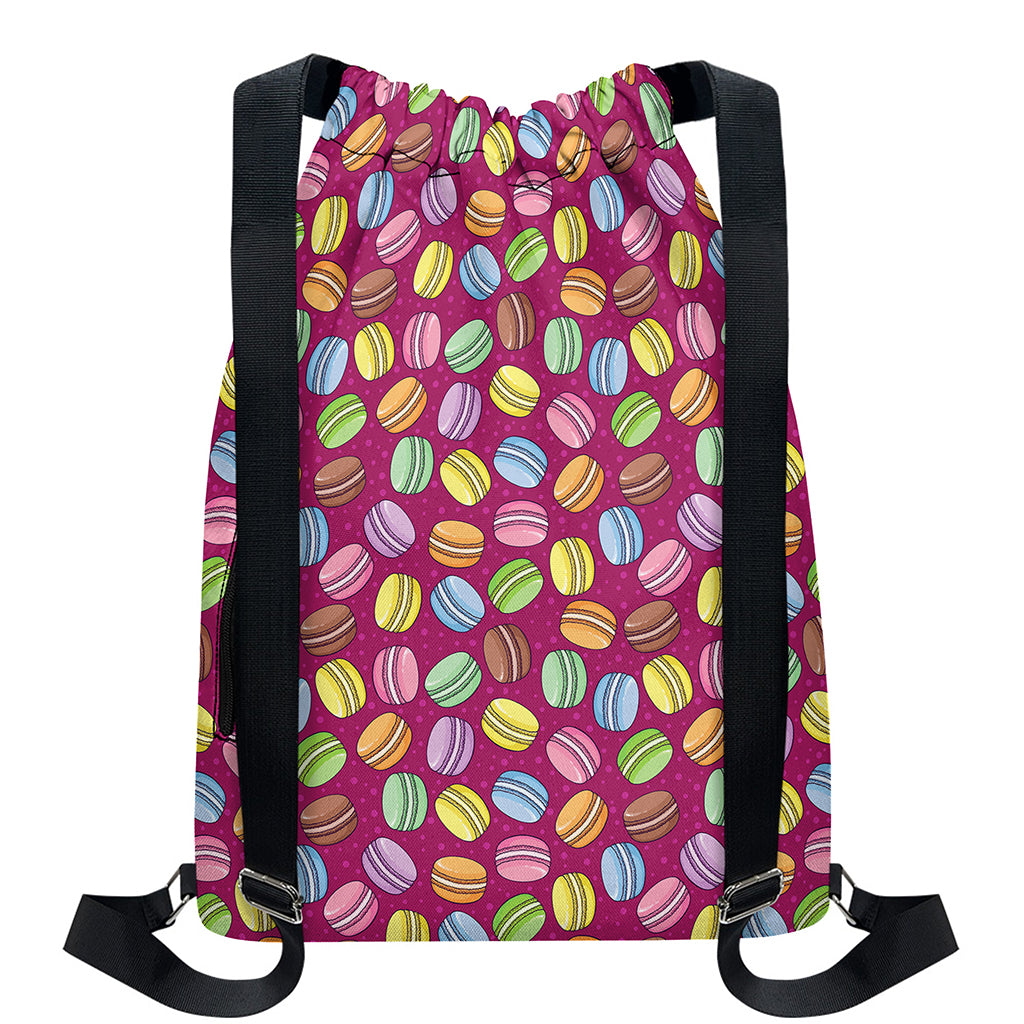 Cute Macaron Pattern Print Drawstring Backpack