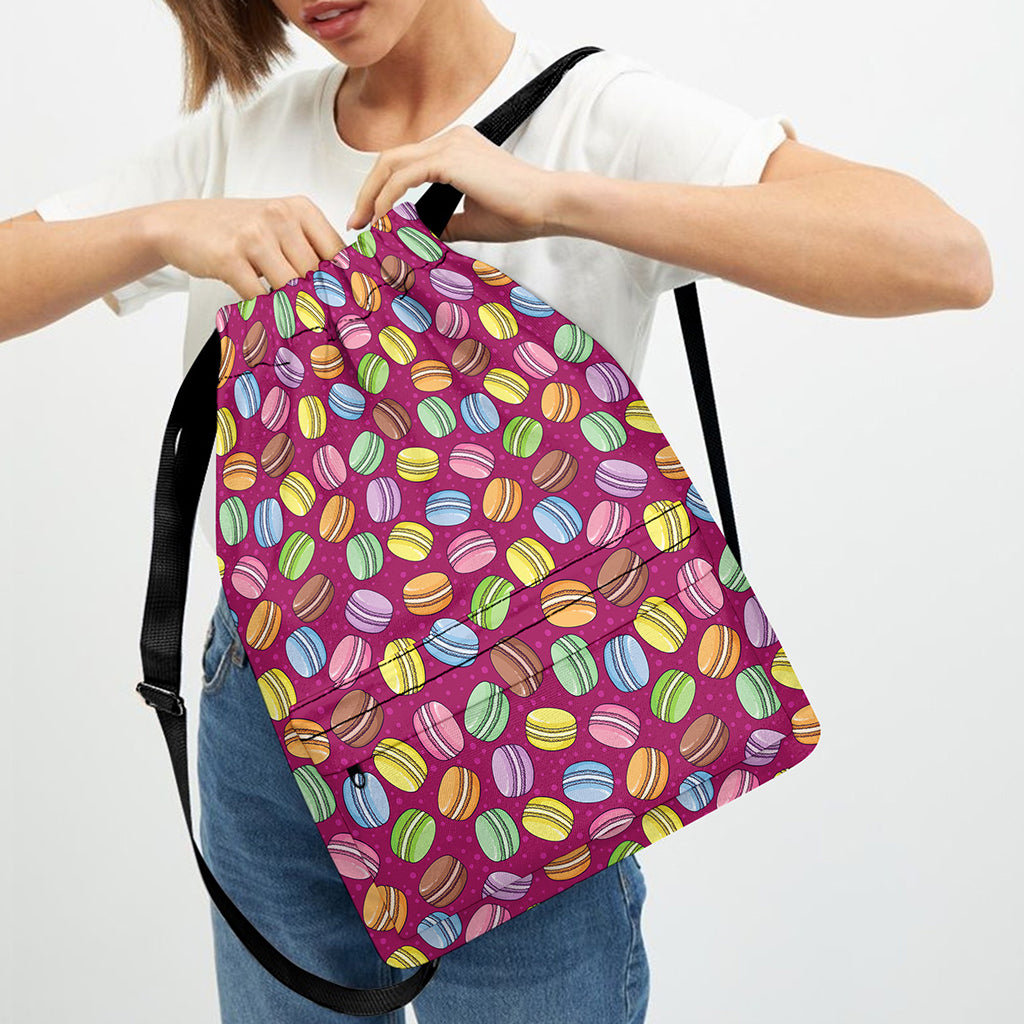Cute Macaron Pattern Print Drawstring Backpack