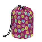 Cute Macaron Pattern Print Drawstring Makeup Bag
