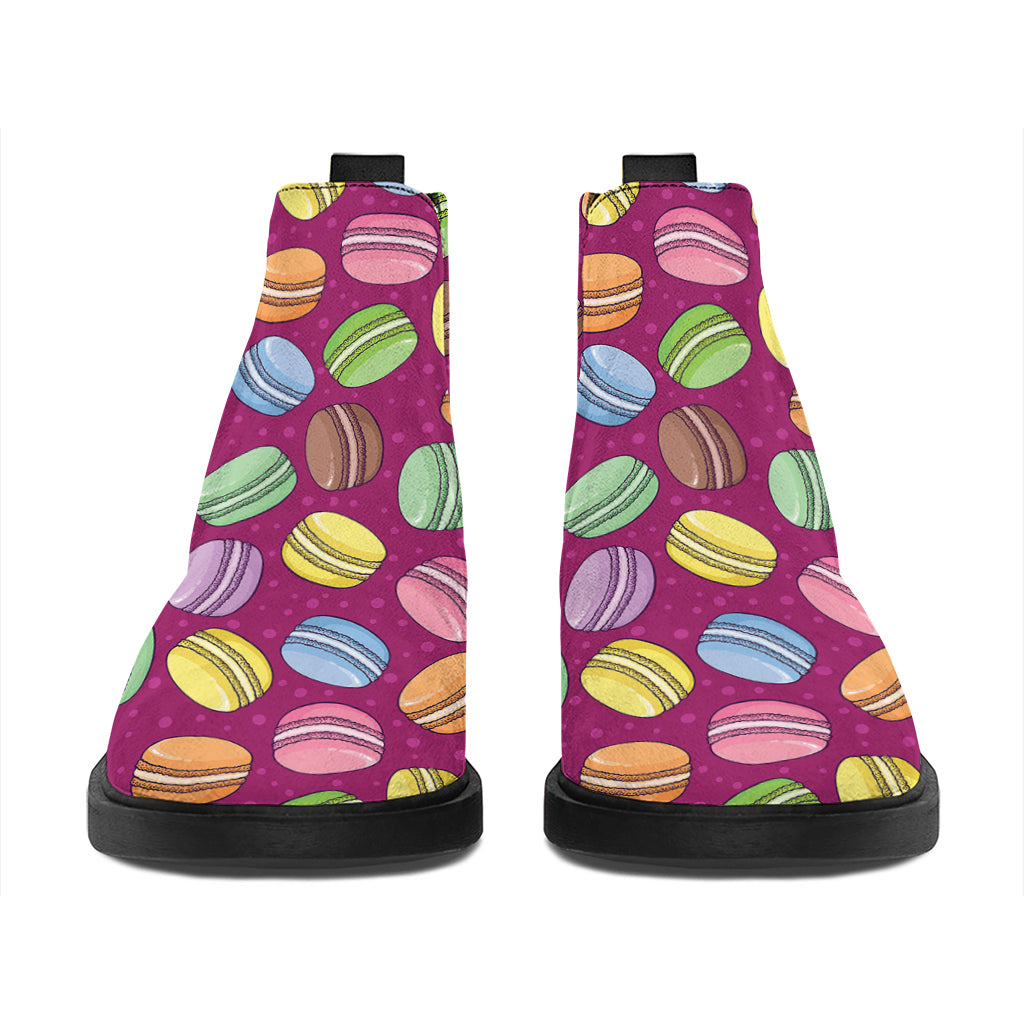 Cute Macaron Pattern Print Flat Ankle Boots