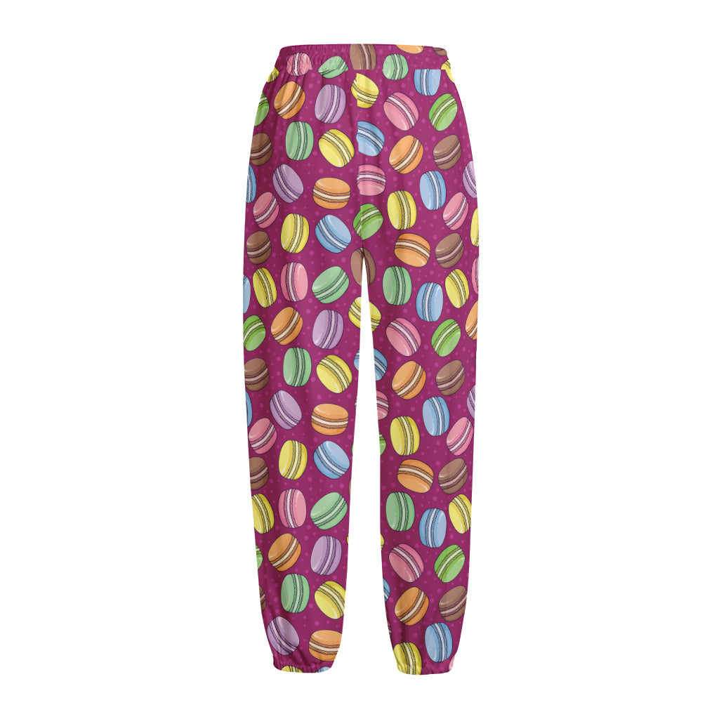 Cute Macaron Pattern Print Fleece Lined Knit Pants