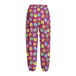Cute Macaron Pattern Print Fleece Lined Knit Pants