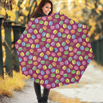 Cute Macaron Pattern Print Foldable Umbrella