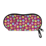 Cute Macaron Pattern Print Glasses Case