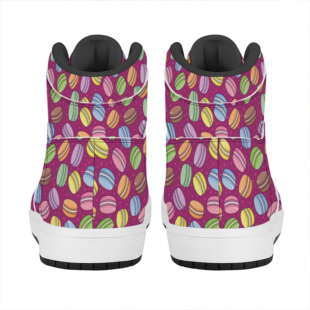 Cute Macaron Pattern Print High Top Leather Sneakers