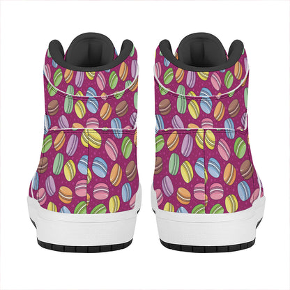 Cute Macaron Pattern Print High Top Leather Sneakers