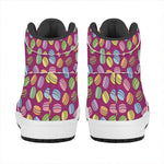 Cute Macaron Pattern Print High Top Leather Sneakers