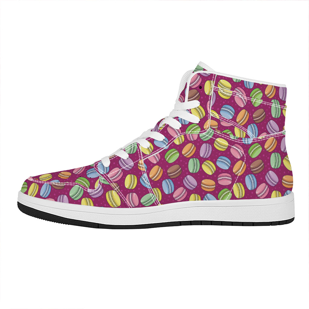 Cute Macaron Pattern Print High Top Leather Sneakers