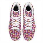 Cute Macaron Pattern Print High Top Leather Sneakers