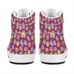 Cute Macaron Pattern Print High Top Leather Sneakers