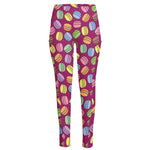 Cute Macaron Pattern Print High-Waisted Pocket Leggings