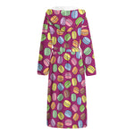 Cute Macaron Pattern Print Hooded Bathrobe