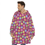 Cute Macaron Pattern Print Hoodie Blanket
