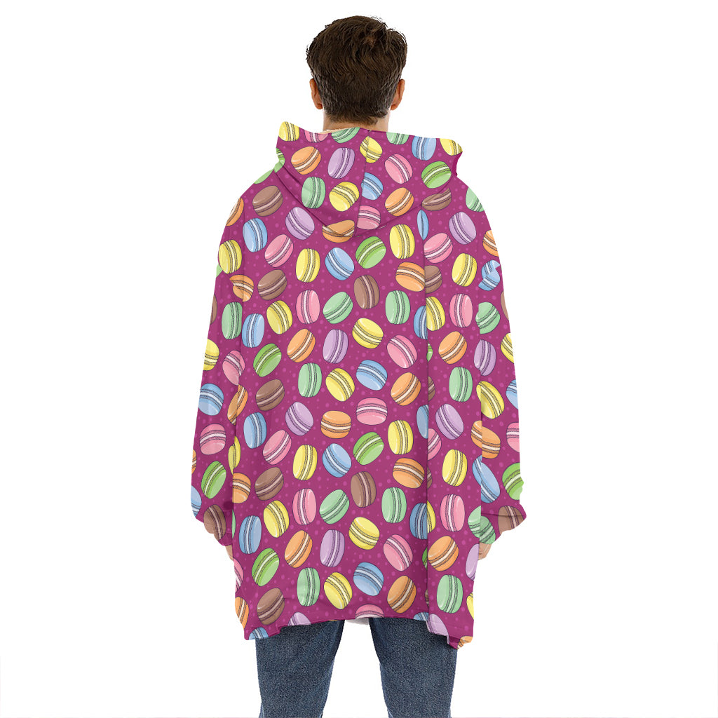 Cute Macaron Pattern Print Hoodie Blanket