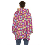 Cute Macaron Pattern Print Hoodie Blanket