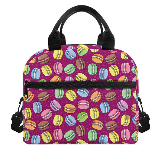 Cute Macaron Pattern Print Insulated Lunch Bag
