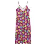 Cute Macaron Pattern Print Jersey Midi Cami Dress