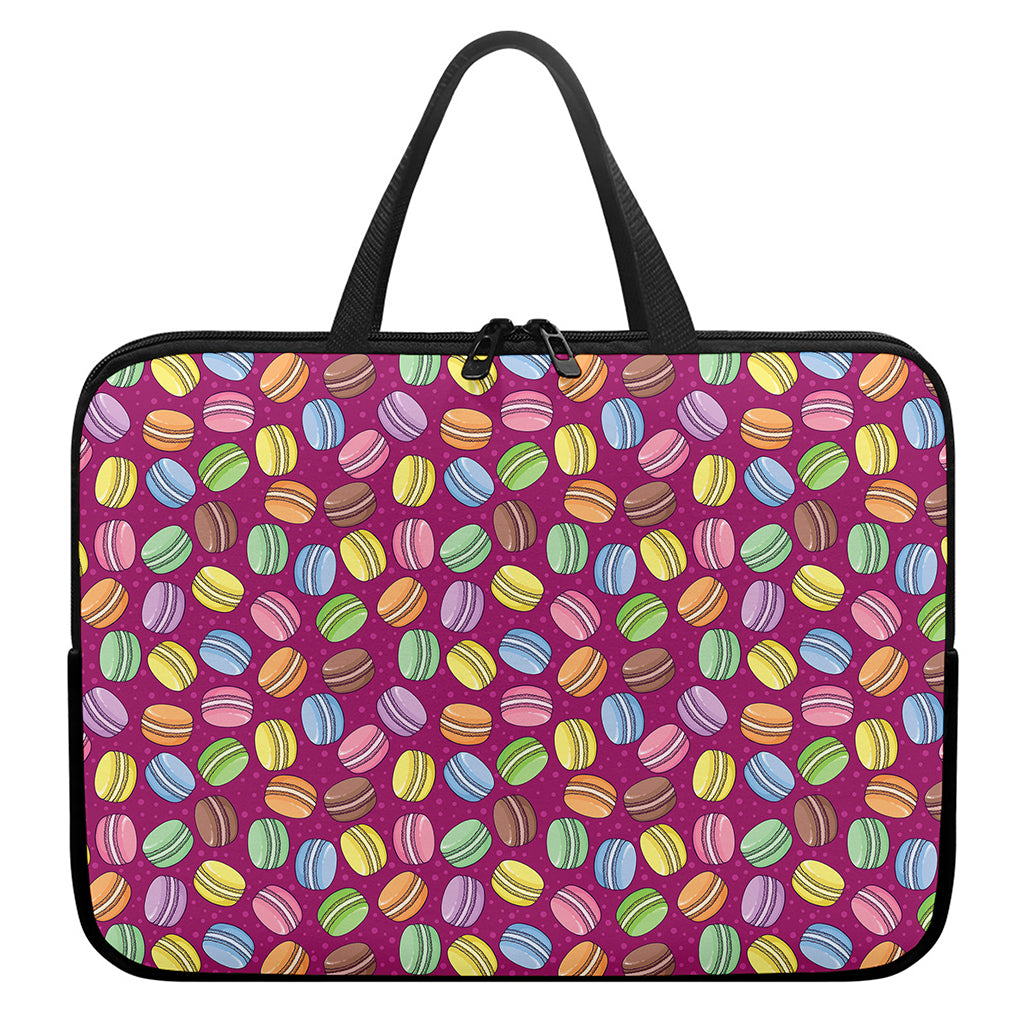Cute Macaron Pattern Print Laptop Sleeve With Handle