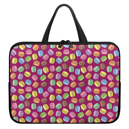 Cute Macaron Pattern Print Laptop Sleeve With Handle
