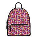 Cute Macaron Pattern Print Leather Backpack