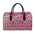Cute Macaron Pattern Print Leather Duffle Bag