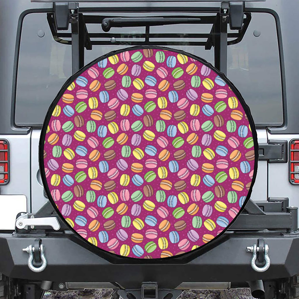 Cute Macaron Pattern Print Leather Spare Tire Cover