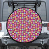 Cute Macaron Pattern Print Leather Spare Tire Cover